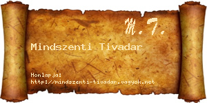 Mindszenti Tivadar névjegykártya